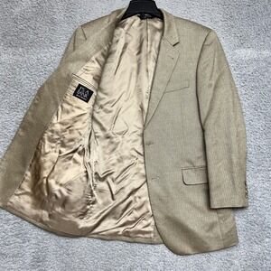 Jos A Bank Blazer Mens 42R Tan Excellent Herringbone Signature Collection Tweed